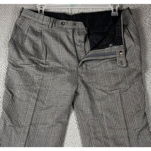 Sulka Men's 38x28 Gray Plaid Wool Dress Pants Pleated Made In Italy Trousers